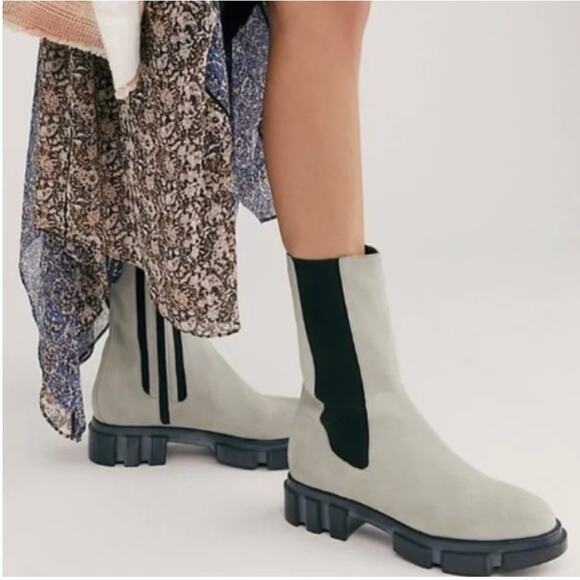 Free People gray suede lug sole boots - Picture 1 of 6